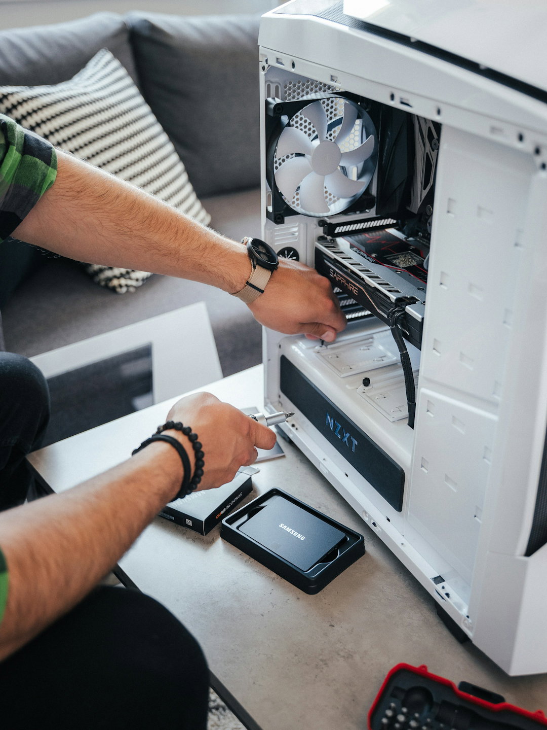 a man working on a computer